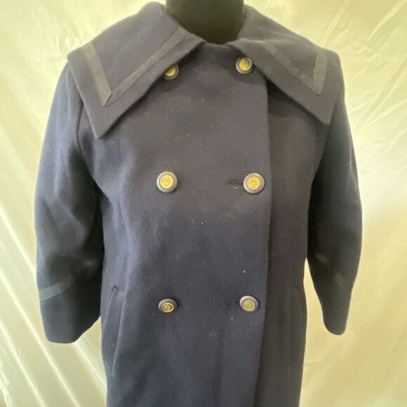 Vintage Rothschild Girls Sailor Navy Peacoat Size 7 ILGWU Union made USA - Picture 2 of 12